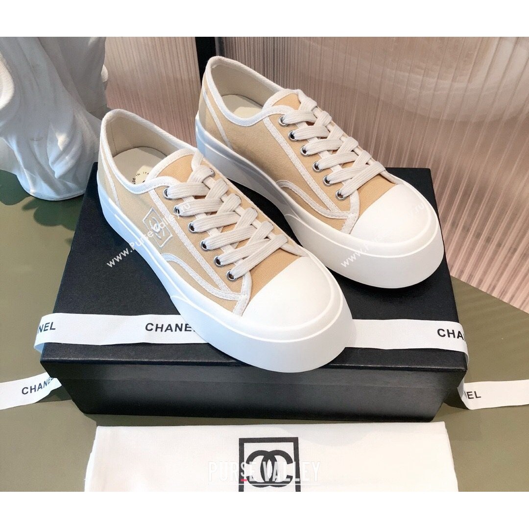 Chanel Canvas Platfrom Sneakers Beige 2021 (KL-21081416)