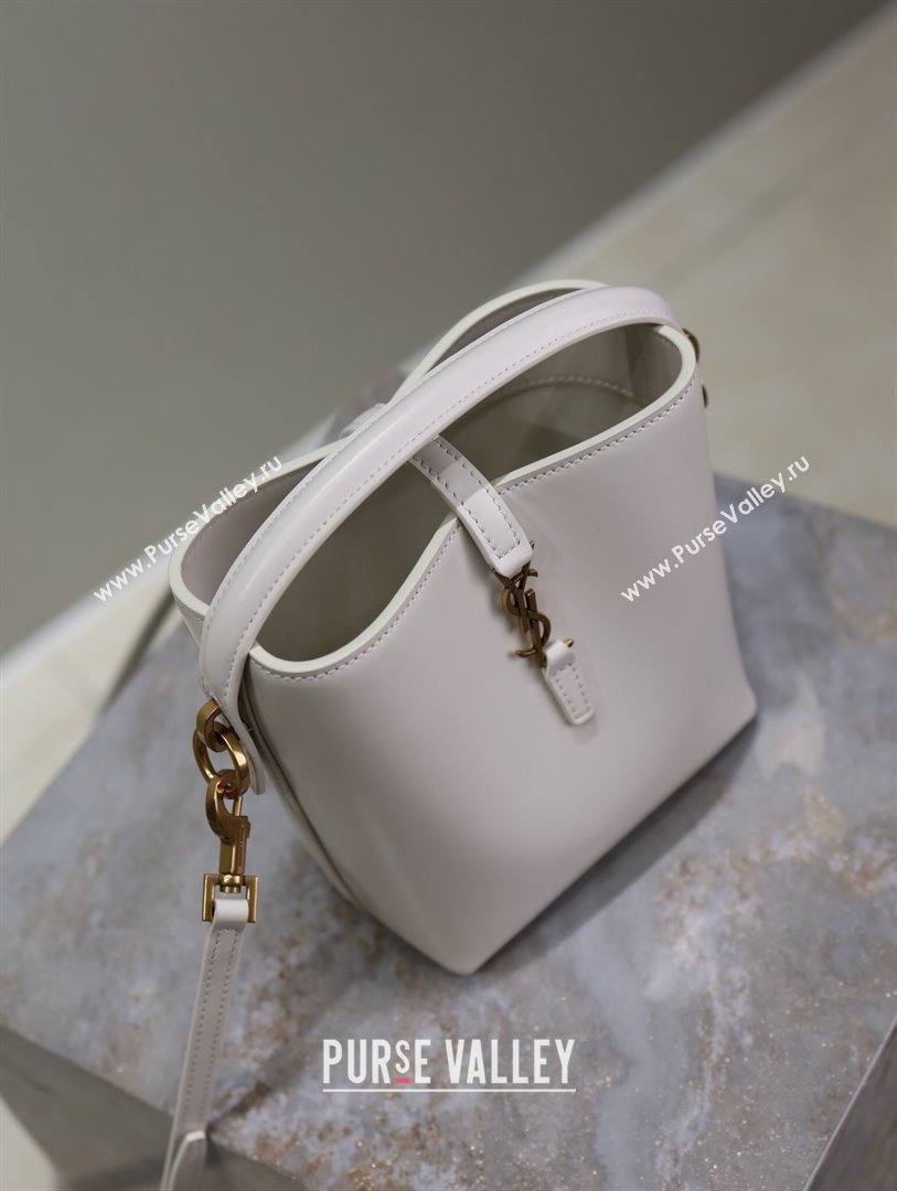 Saint Laurent LE 37 Mini Bucket Bag in White Calfskin 765870 2024 (MHUI-24110120)