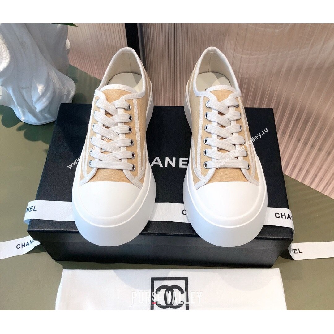 Chanel Canvas Platfrom Sneakers Beige 2021 (KL-21081416)