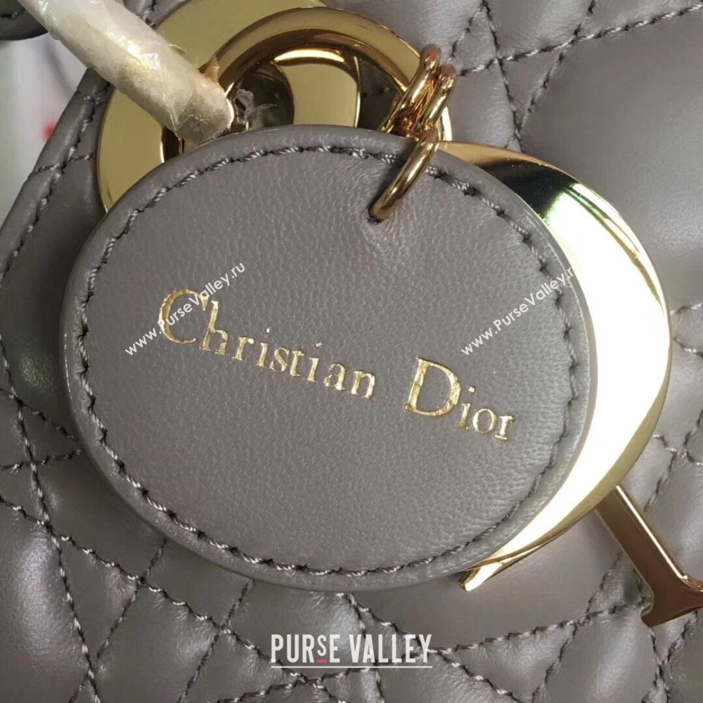 Dior Medium Lady Dior Bag in Cannage Lambskin 44532 Grey/Gold 2024 (DMZ-24041610)