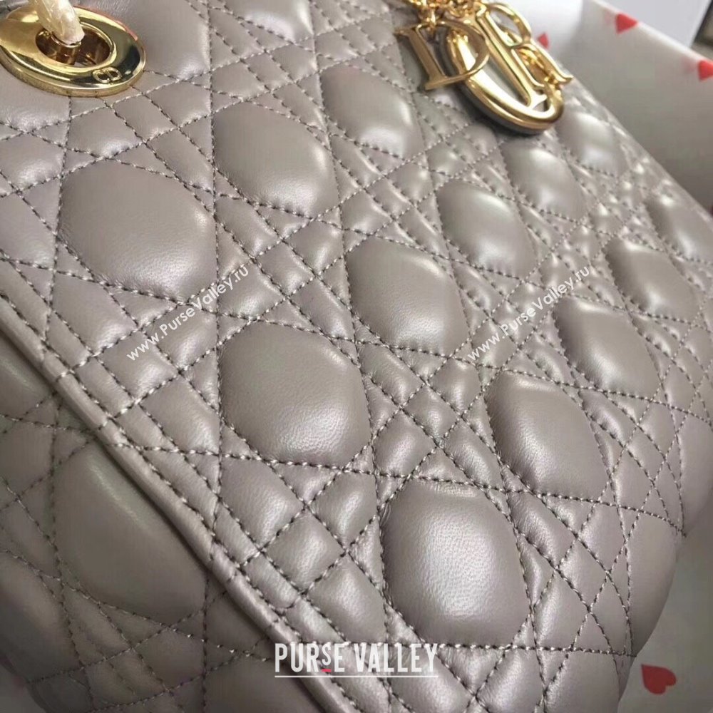 Dior Medium Lady Dior Bag in Cannage Lambskin 44532 Grey/Gold 2024 (DMZ-24041610)