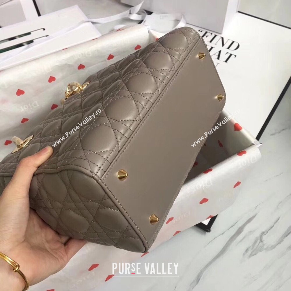 Dior Medium Lady Dior Bag in Cannage Lambskin 44532 Grey/Gold 2024 (DMZ-24041610)