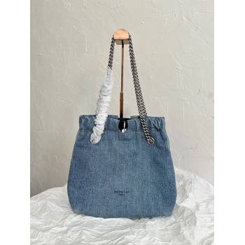 Balenciaga Crush Small Tote Bag in Denim Blue 2024 (BB-24091917)