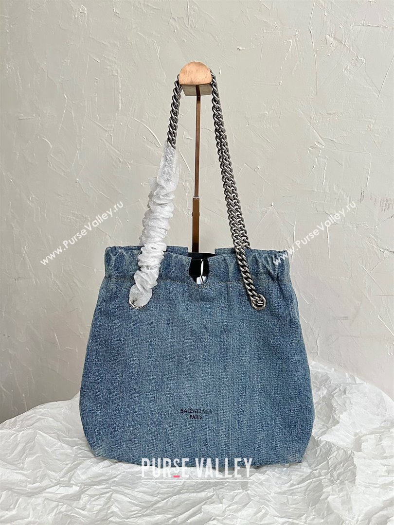 Balenciaga Crush Small Tote Bag in Denim Blue 2024 (BB-24091917)