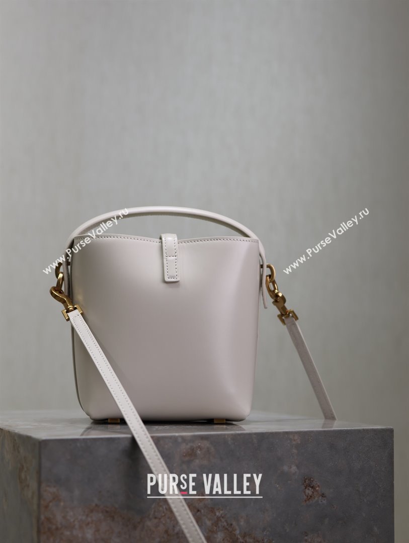 Saint Laurent LE 37 Mini Bucket Bag in White Calfskin 765870 2024 (MHUI-24110120)