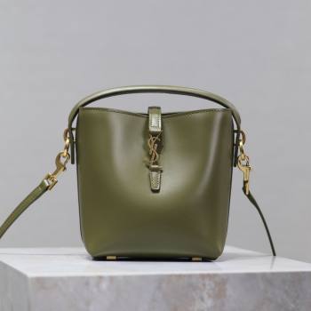 Saint Laurent LE 37 Mini Bucket Bag in Green Calfskin 765870 2024 (MHUI-24110119)