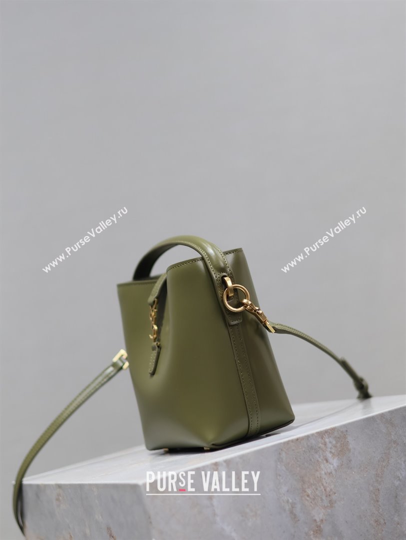 Saint Laurent LE 37 Mini Bucket Bag in Green Calfskin 765870 2024 (MHUI-24110119)