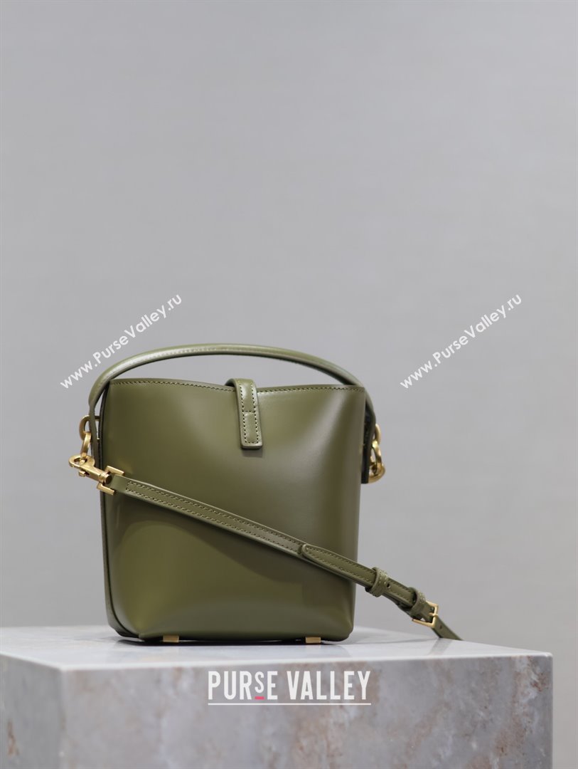 Saint Laurent LE 37 Mini Bucket Bag in Green Calfskin 765870 2024 (MHUI-24110119)