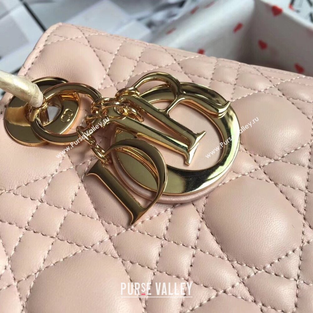 Dior Medium Lady Dior Bag in Cannage Lambskin 44532 Light Pink/Gold 2024 (DMZ-24041623)