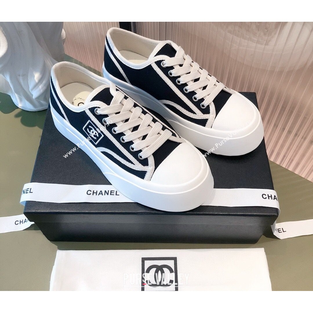 Chanel Canvas Platfrom Sneakers Black 2021 (KL-21081418)