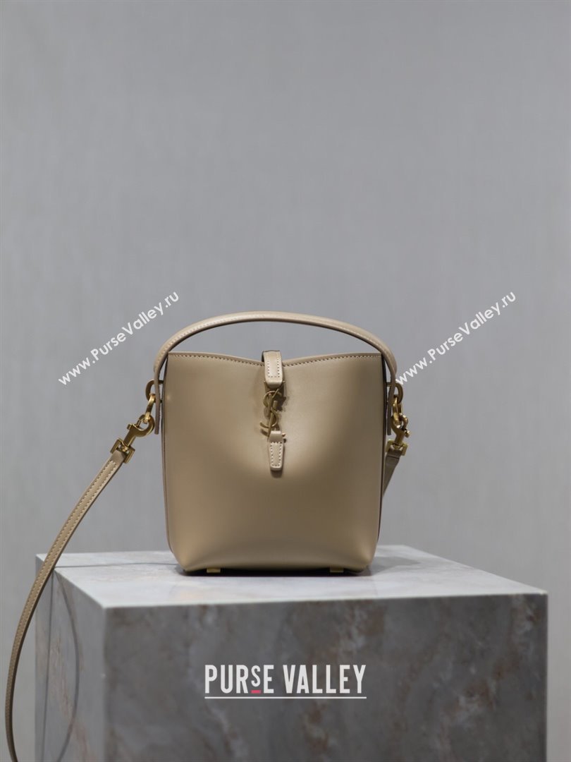 Saint Laurent LE 37 Mini Bucket Bag in Dark Beige Calfskin 765870 2024 (MHUI-24110121)