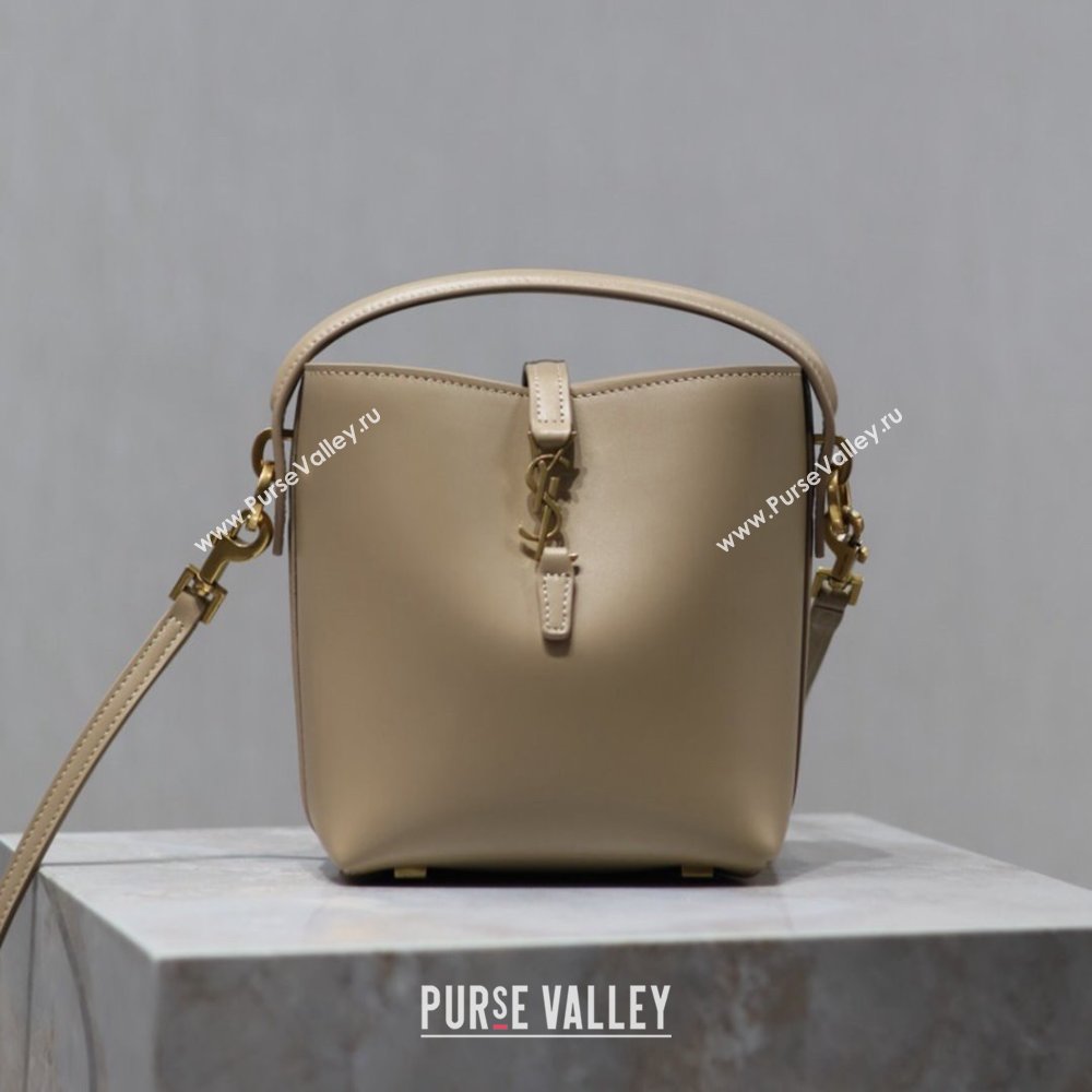 Saint Laurent LE 37 Mini Bucket Bag in Dark Beige Calfskin 765870 2024 (MHUI-24110121)