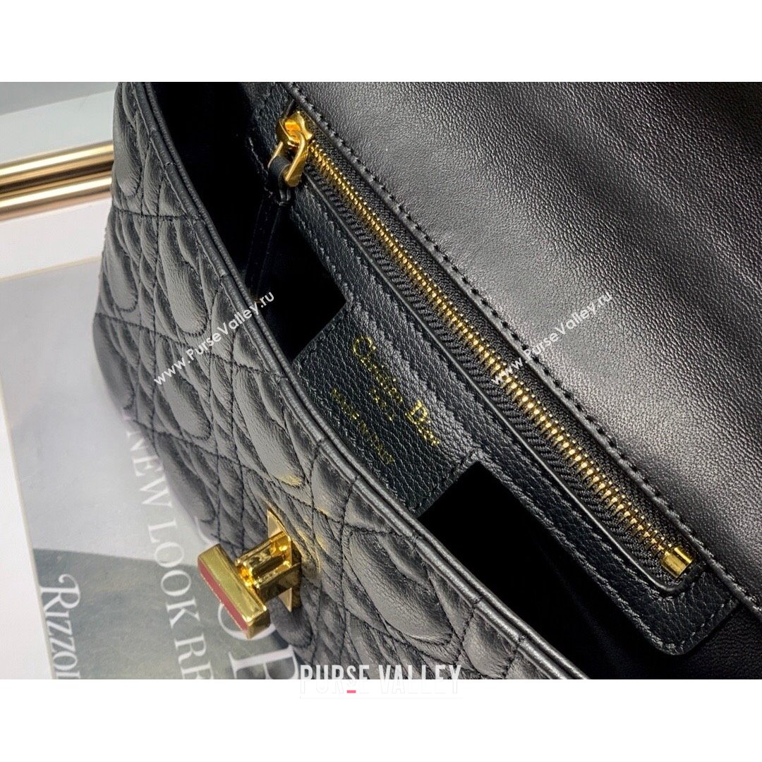 Dior Small Dioramour Caro Bag in Black Cannage Calfskin with Heart Motif 2021 (XXG-21090805)