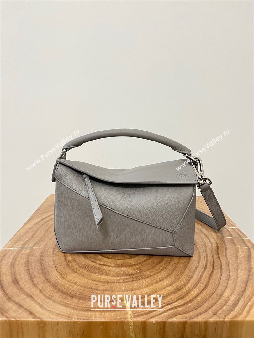 Loewe Small Puzzle Bag in Soft Grained Calfskin 8010L Pearl Grey 2023 TOP (KEKE-23122717)