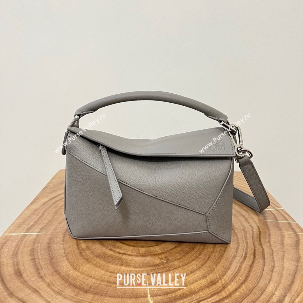 Loewe Small Puzzle Bag in Soft Grained Calfskin 8010L Pearl Grey 2023 TOP (KEKE-23122717)