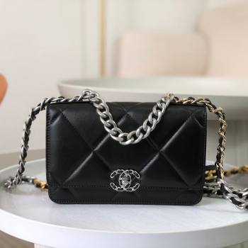 Chanel 19 Wallet On Chain WOC Bag in Lambskin AP3267 Black/Silver 2024 (SM-24060402 )