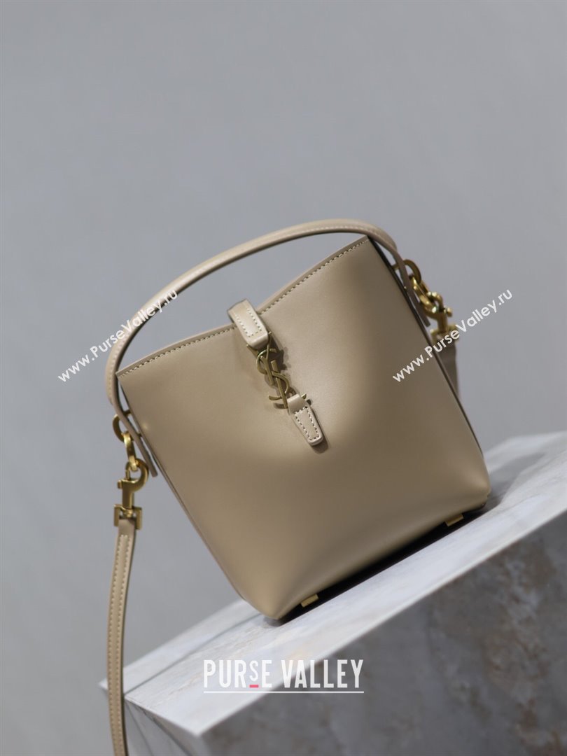 Saint Laurent LE 37 Mini Bucket Bag in Dark Beige Calfskin 765870 2024 (MHUI-24110121)