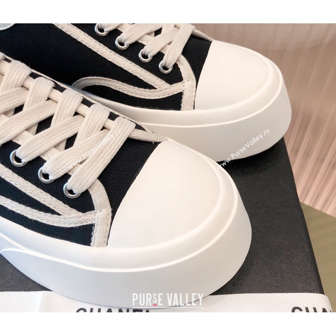 Chanel Canvas Platfrom Sneakers Black 2021 (KL-21081418)