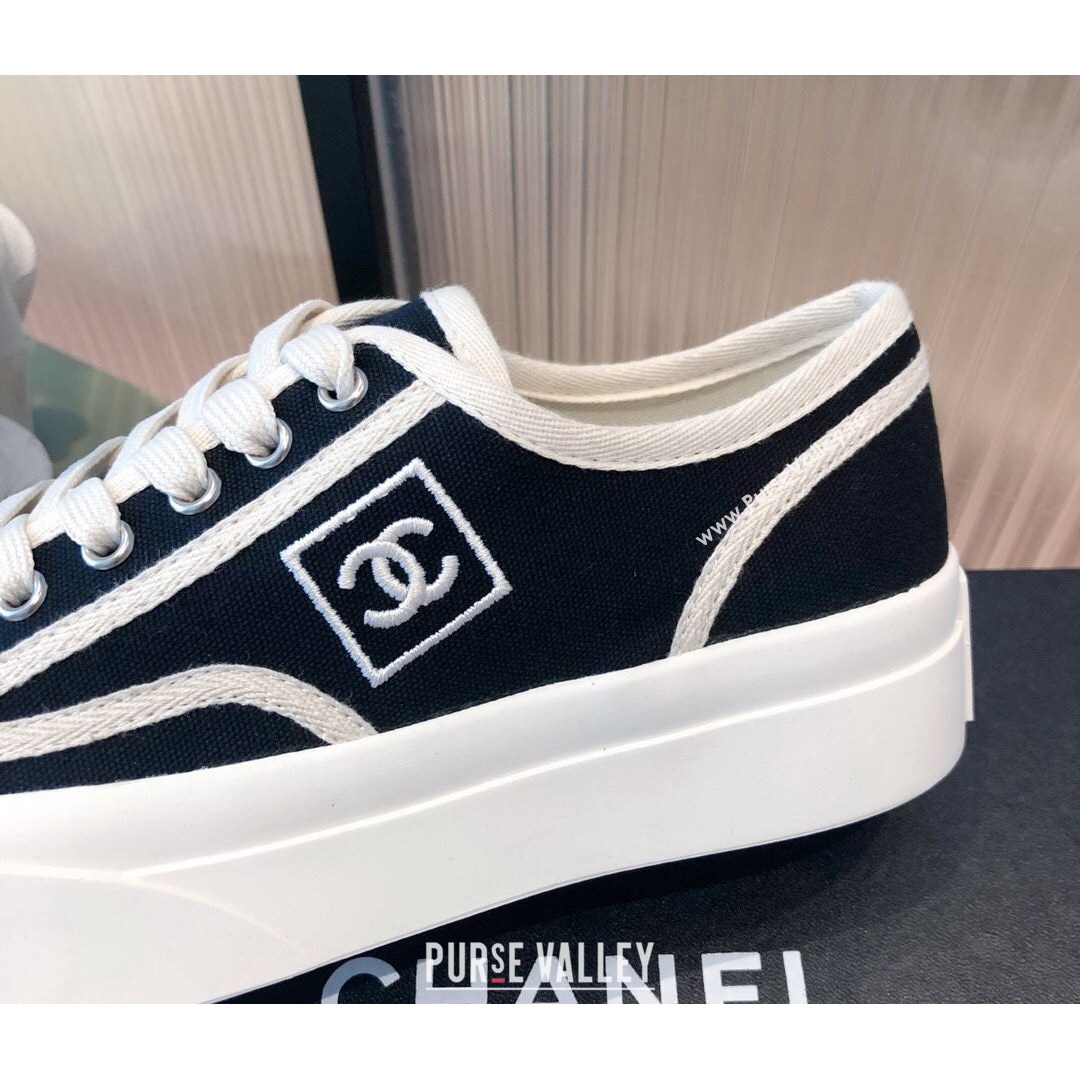 Chanel Canvas Platfrom Sneakers Black 2021 (KL-21081418)