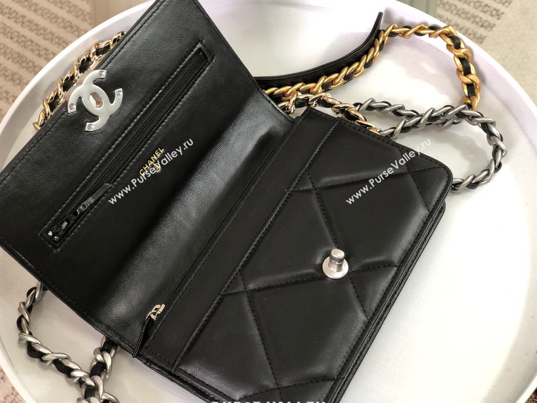 Chanel 19 Wallet On Chain WOC Bag in Lambskin AP3267 Black/Silver 2024 (SM-24060402 )