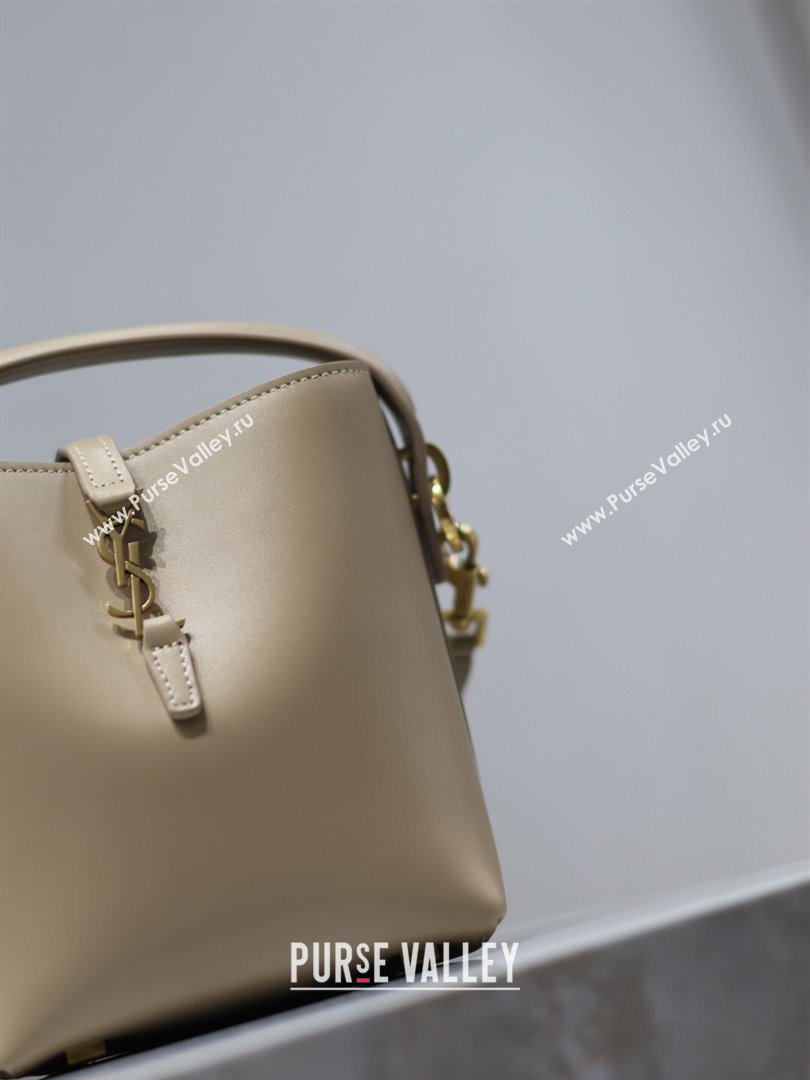 Saint Laurent LE 37 Mini Bucket Bag in Dark Beige Calfskin 765870 2024 (MHUI-24110121)