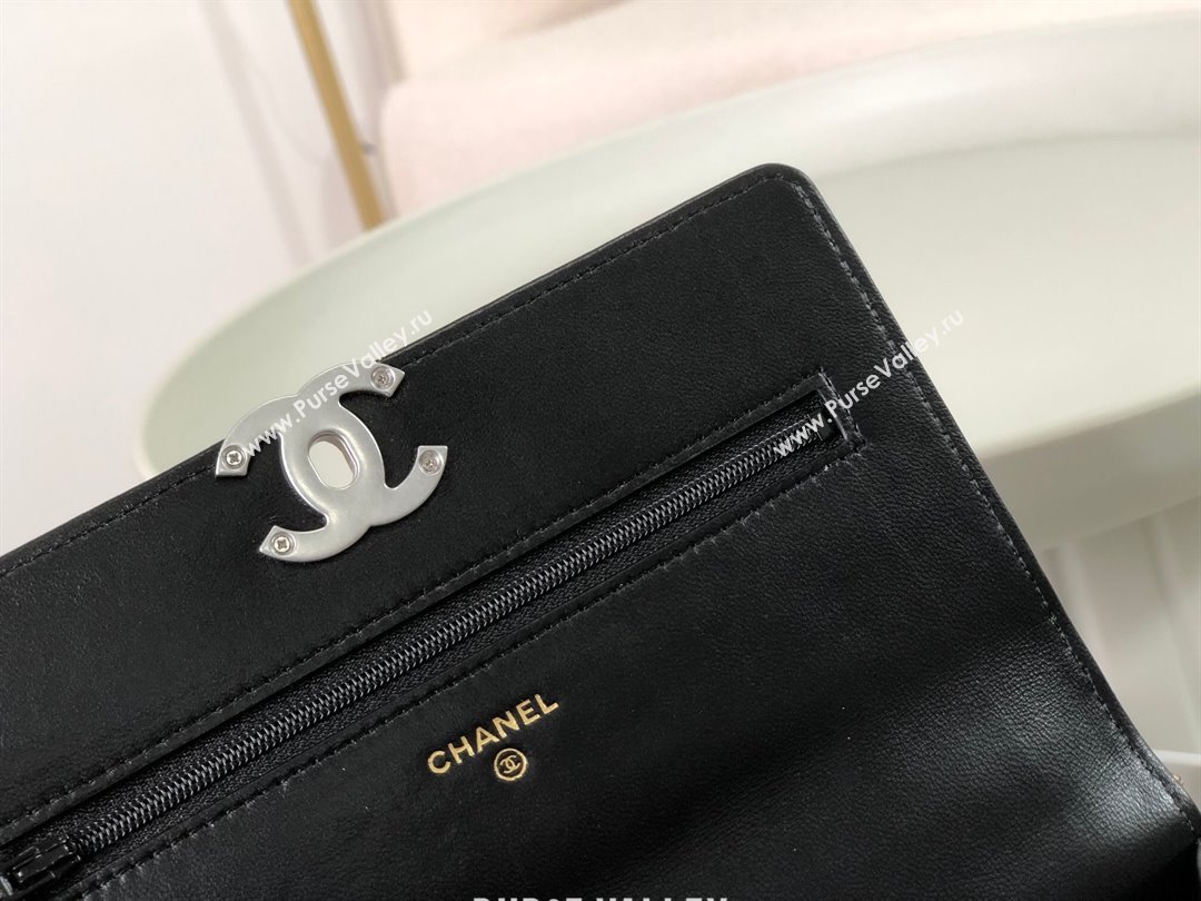 Chanel 19 Wallet On Chain WOC Bag in Lambskin AP3267 Black/Silver 2024 (SM-24060402 )