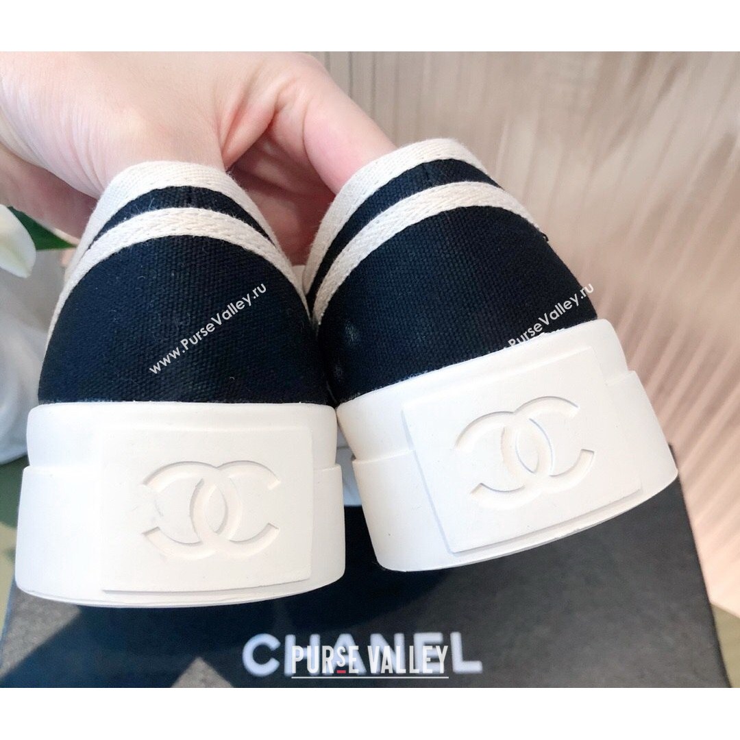 Chanel Canvas Platfrom Sneakers Black 2021 (KL-21081418)