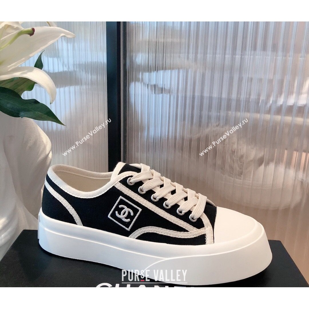 Chanel Canvas Platfrom Sneakers Black 2021 (KL-21081418)