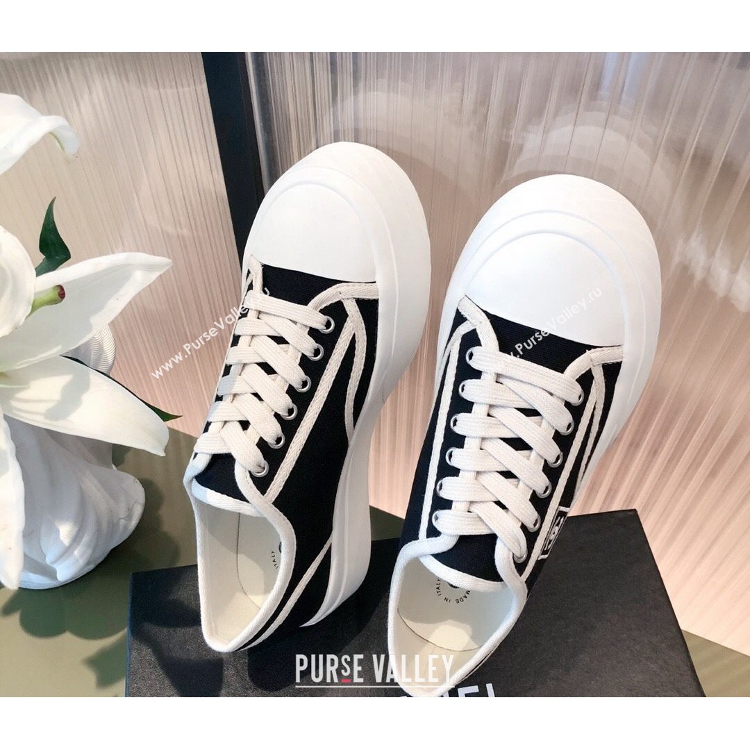 Chanel Canvas Platfrom Sneakers Black 2021 (KL-21081418)