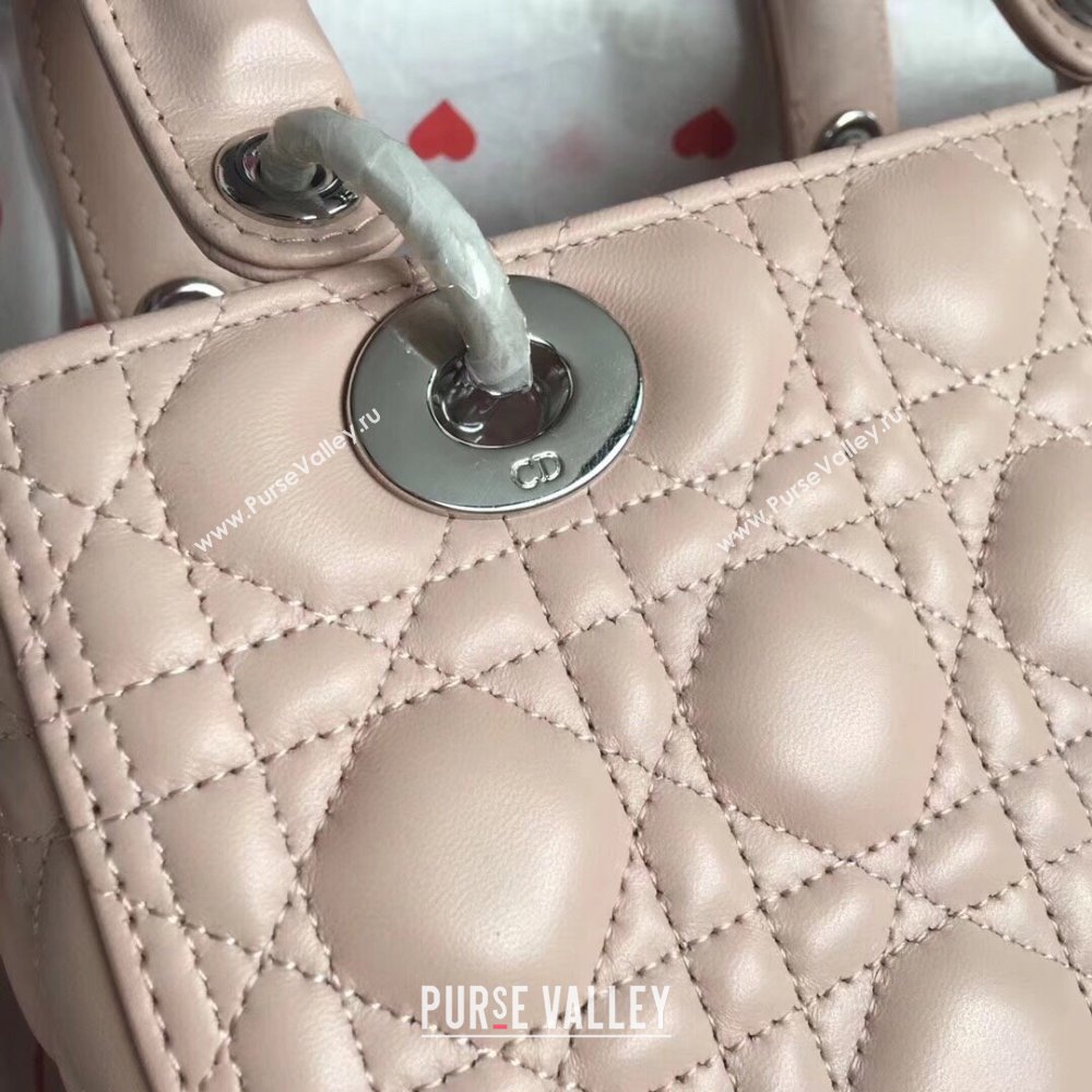 Dior Medium Lady Dior Bag in Cannage Lambskin 44532 Light Pink/Silver 2024 (DMZ-24041624)