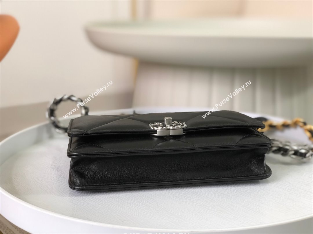 Chanel 19 Wallet On Chain WOC Bag in Lambskin AP3267 Black/Silver 2024 (SM-24060402 )