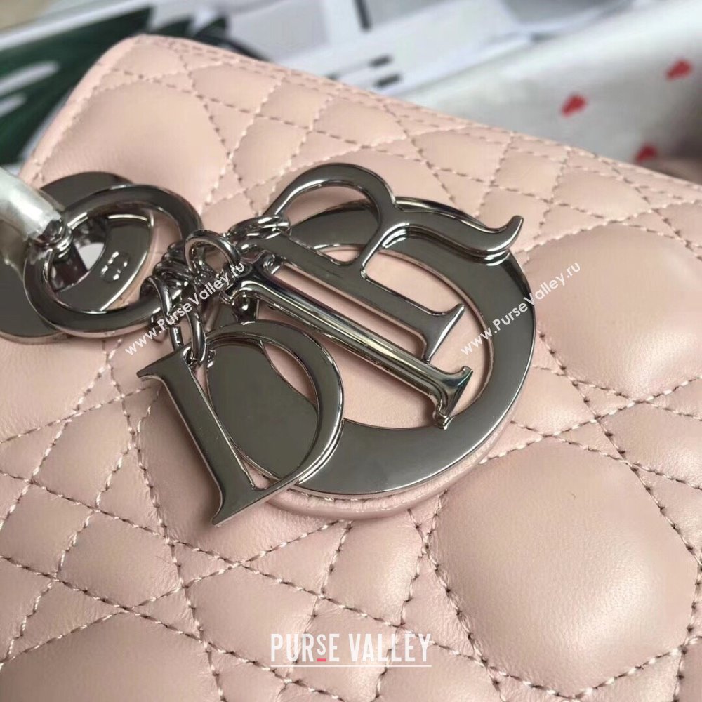 Dior Medium Lady Dior Bag in Cannage Lambskin 44532 Light Pink/Silver 2024 (DMZ-24041624)