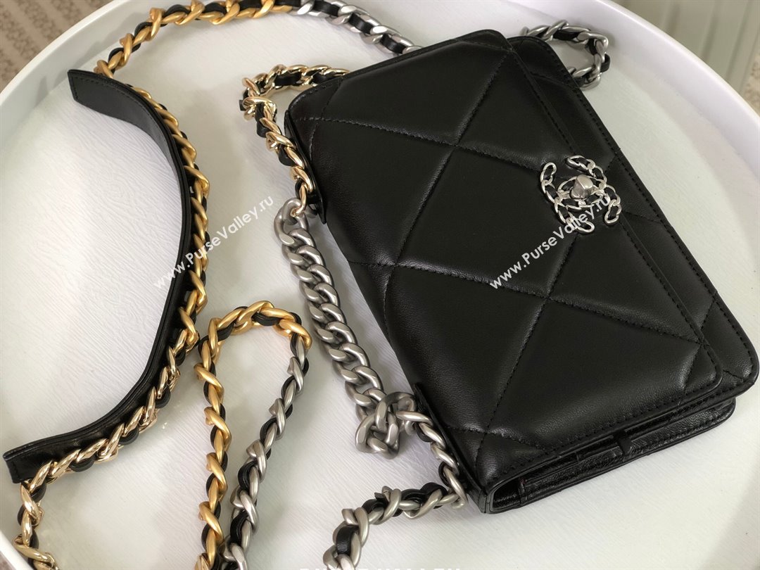 Chanel 19 Wallet On Chain WOC Bag in Lambskin AP3267 Black/Silver 2024 (SM-24060402 )