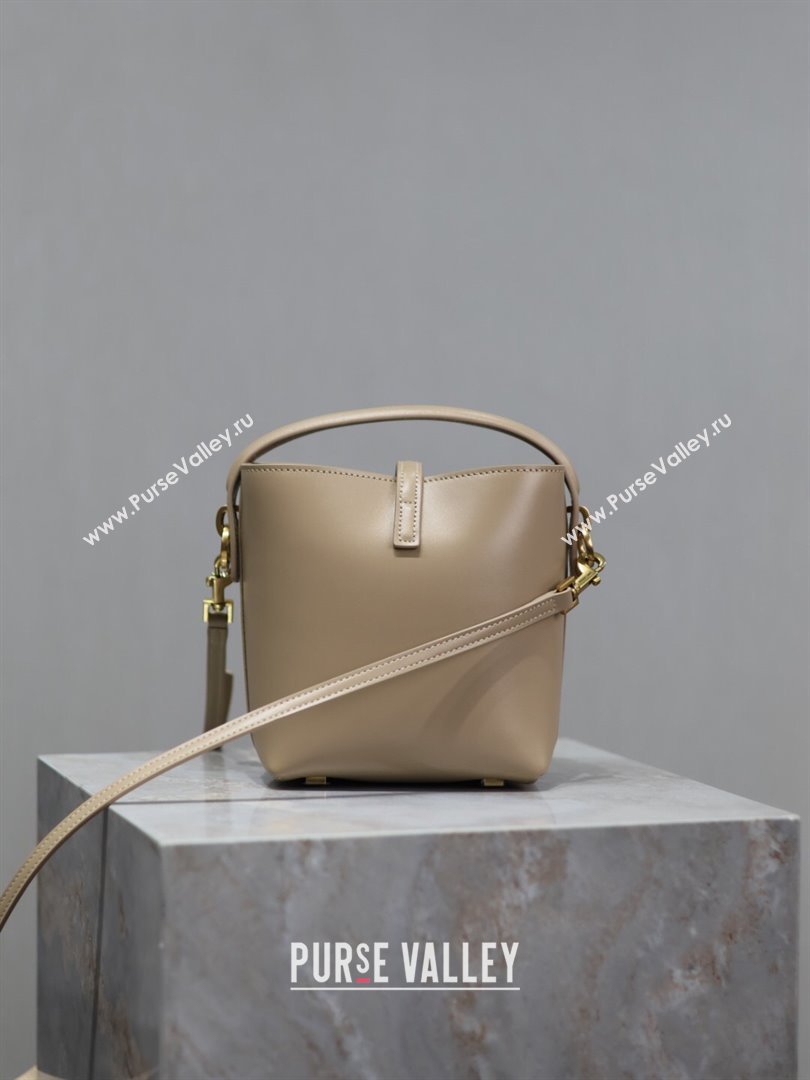 Saint Laurent LE 37 Mini Bucket Bag in Dark Beige Calfskin 765870 2024 (MHUI-24110121)