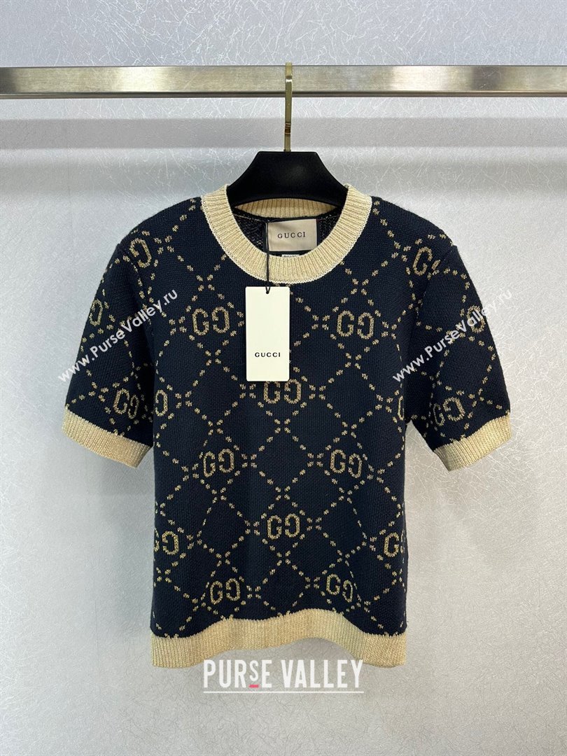 Gucci Wool Cashmere Short-sleeved Sweater G022734 Black 2024 (Q-24022734)