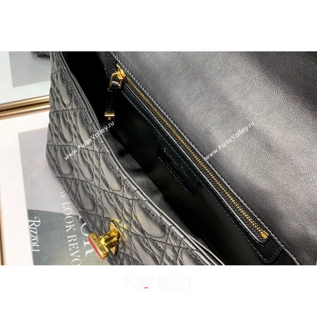 Dior Medium Dioramour Caro Bag in Black Cannage Calfskin with Heart Motif 2021 (XXG-21090806)
