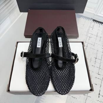 Alaia Ballet Flats in Fishnet and Strass Black 2 2025 AL020702 (KER-260207048)