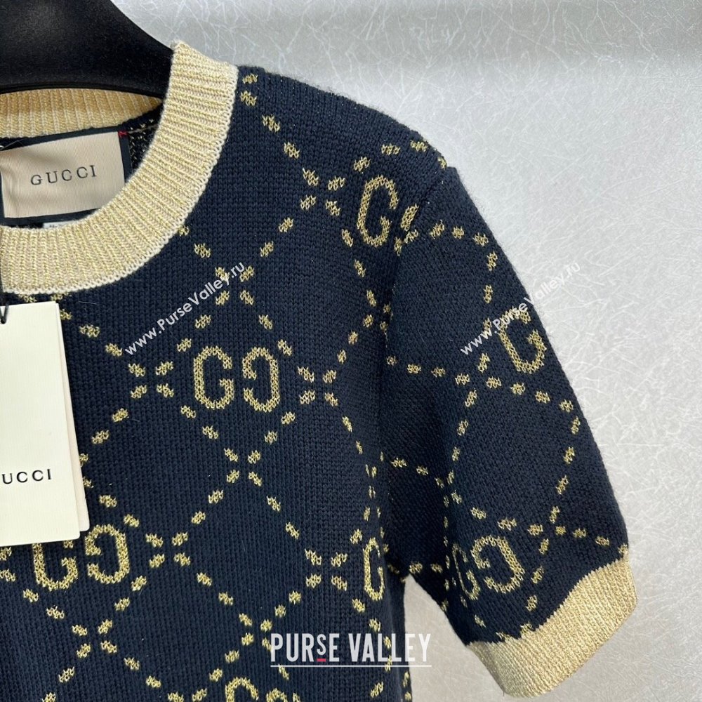Gucci Wool Cashmere Short-sleeved Sweater G022734 Black 2024 (Q-24022734)