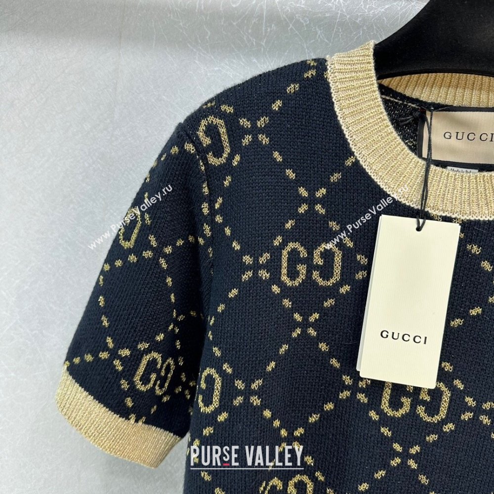 Gucci Wool Cashmere Short-sleeved Sweater G022734 Black 2024 (Q-24022734)