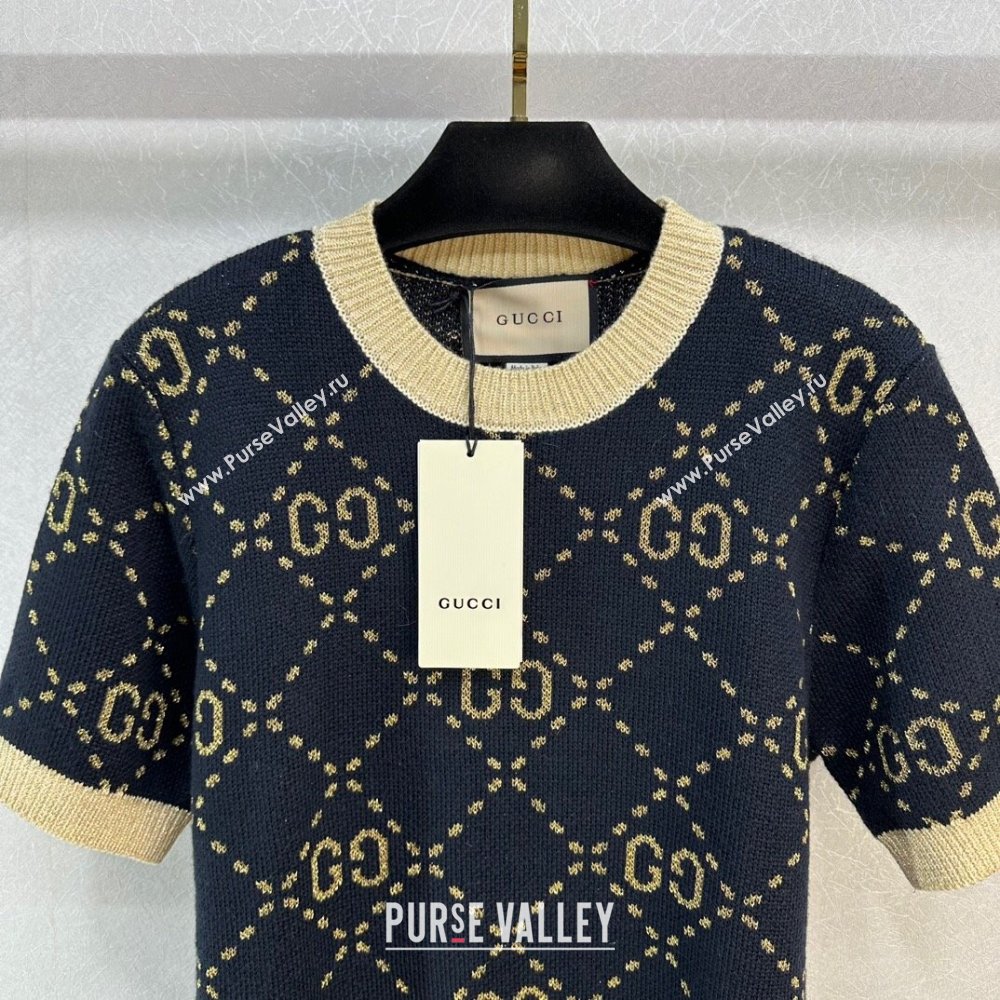 Gucci Wool Cashmere Short-sleeved Sweater G022734 Black 2024 (Q-24022734)