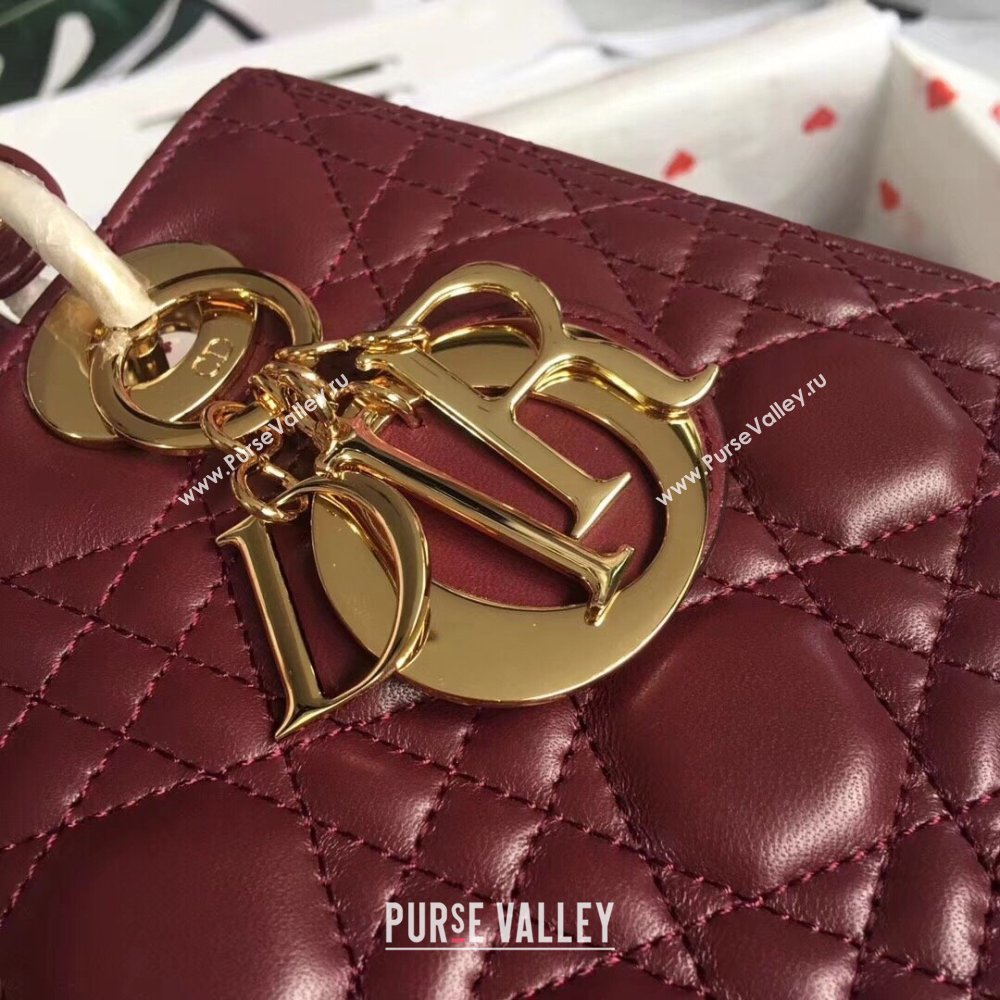 Dior Medium Lady Dior Bag in Cannage Lambskin 44532 Burgundy/Gold 2024 (DMZ-24041619)