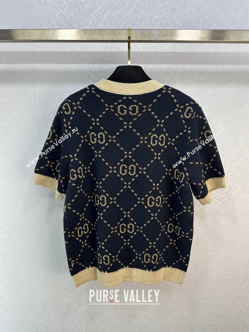 Gucci Wool Cashmere Short-sleeved Sweater G022734 Black 2024 (Q-24022734)
