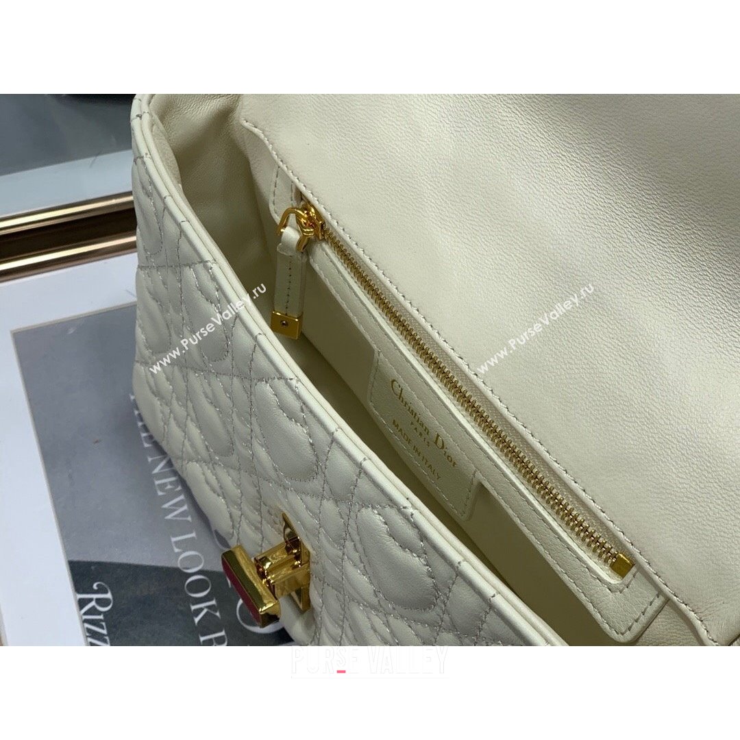 Dior Small Dioramour Caro Bag in White Cannage Calfskin with Heart Motif 2021 (XXG-21090803)