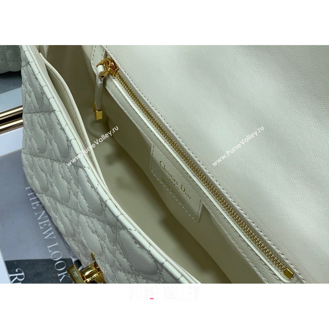 Dior Medium Dioramour Caro Bag in White Cannage Calfskin with Heart Motif 2021 (XXG-21090804)