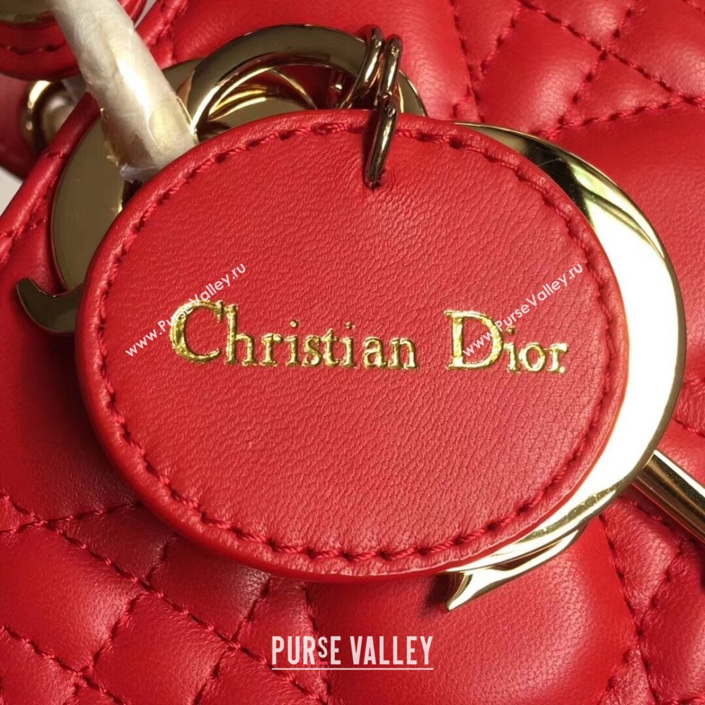 Dior Medium Lady Dior Bag in Cannage Lambskin 44532 Red/Gold 2024 (DMZ-24041622)