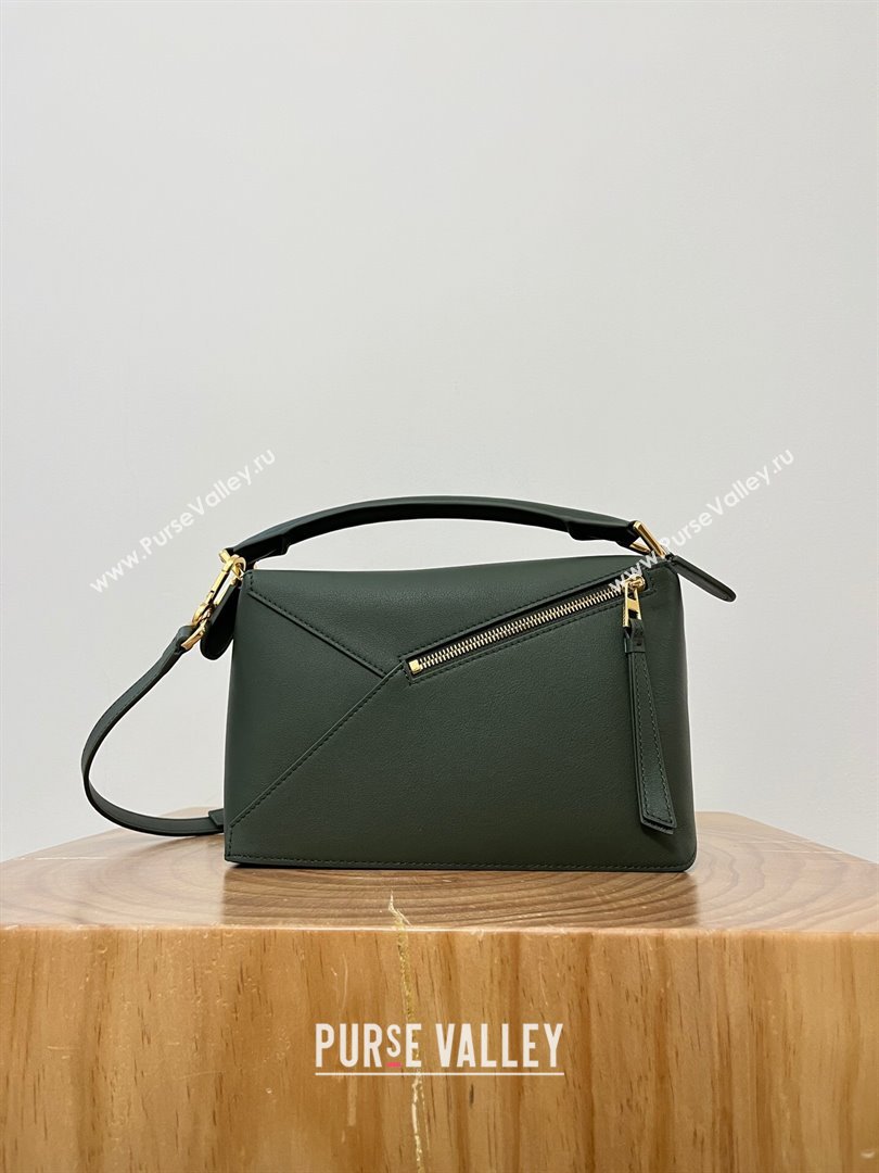 Loewe Small Puzzle Bag in Classic Calfskin 9311L Bottle Green 2023 TOP (KEKE-23122719)