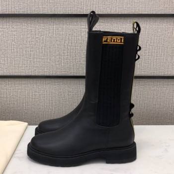 Fendi Calfskin Knit Short Boots with FENDI Embroidered Black/Yellow 2020 (MD-20120405)