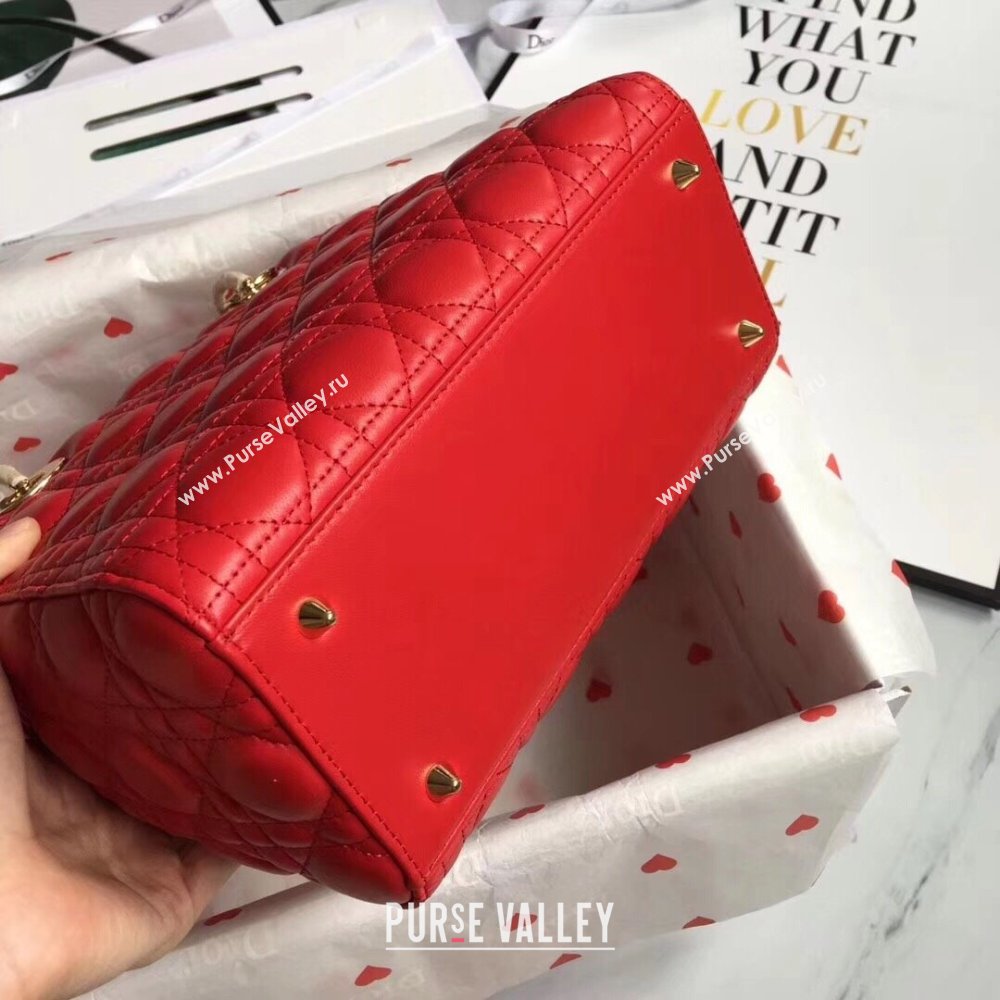 Dior Medium Lady Dior Bag in Cannage Lambskin 44532 Red/Gold 2024 (DMZ-24041622)