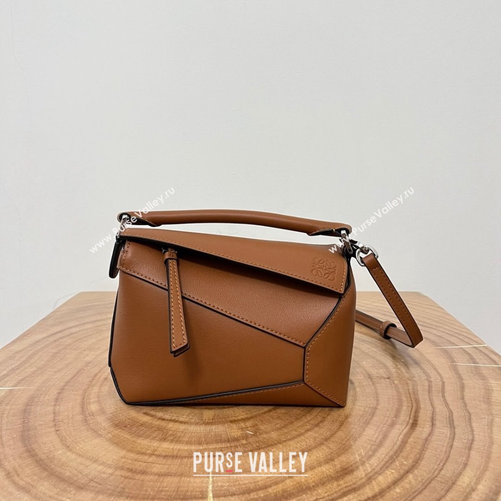 Loewe Mini Puzzle Bag in Classic Calfskin 9310L Caramel 2023 TOP (KEKE-23122722)