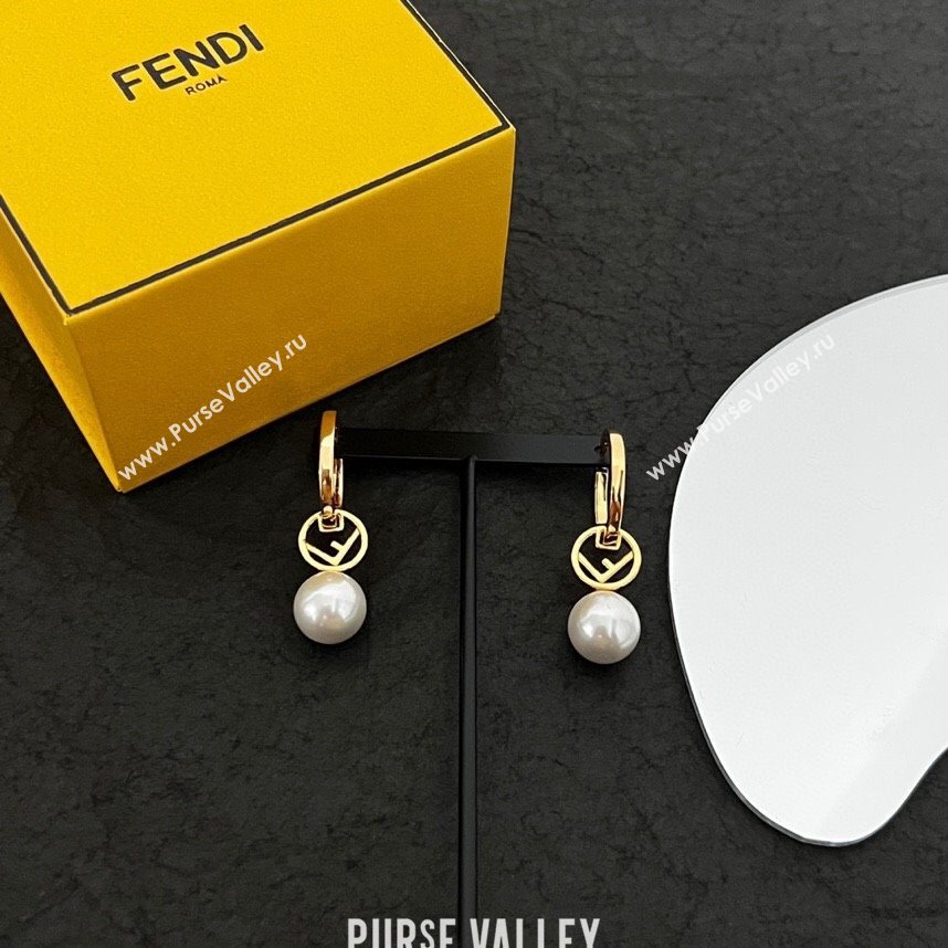 Fendi Logo Hoop Earrings F111506 Gold 2023 (YF-23111506)